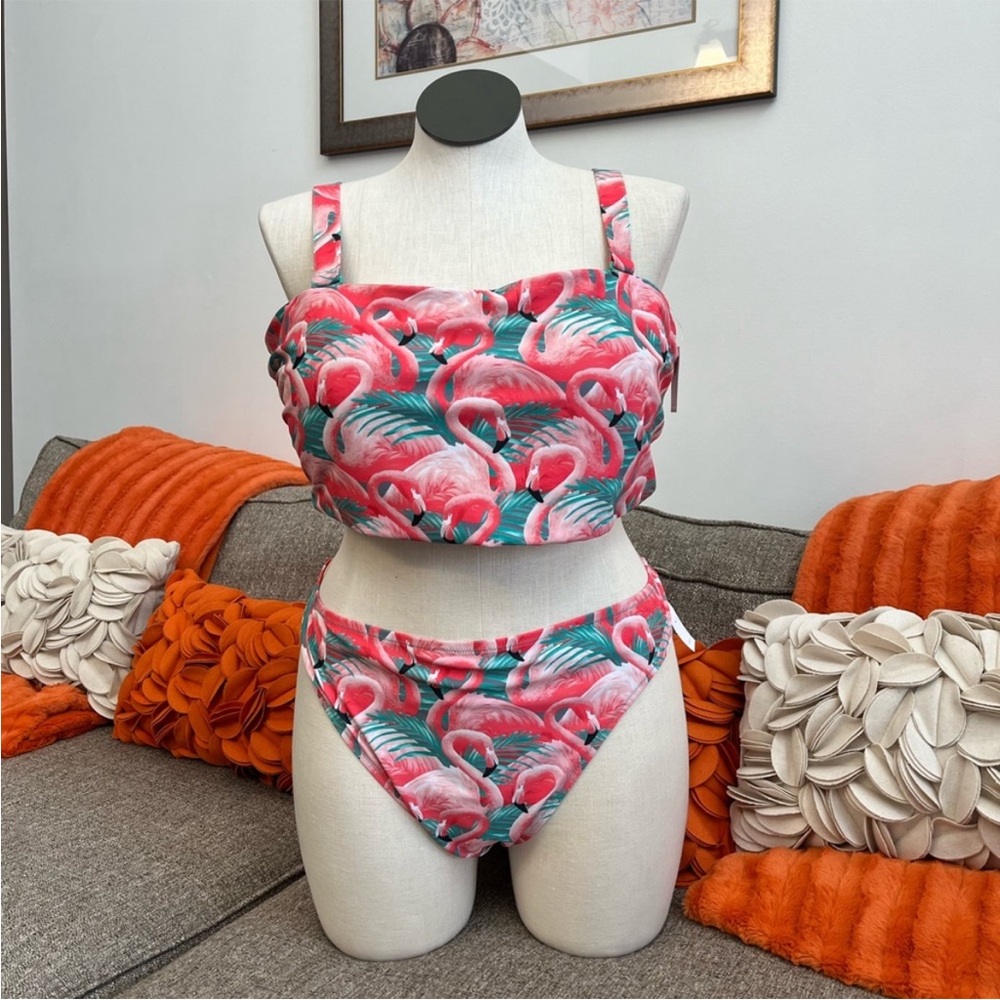 ❣️🆕Old Navy Bandeau Flamingo Printed Bikini Swimsuit❣️